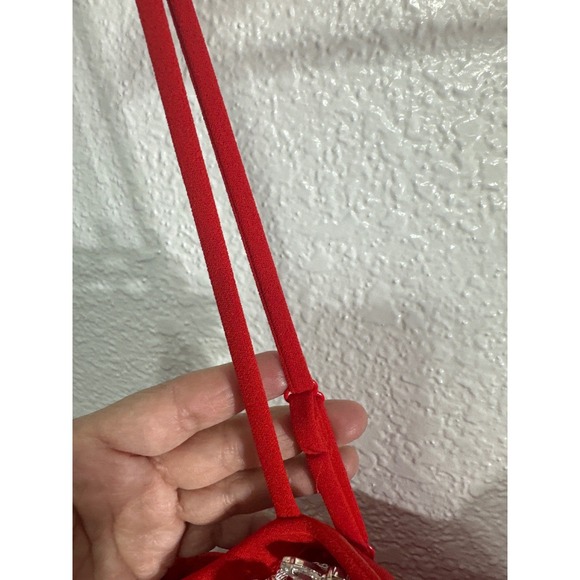 NWT Lulus Embellished V Neck Spaghetti Strap Red Formal Rhinestone Size L - Picture 9 of 12